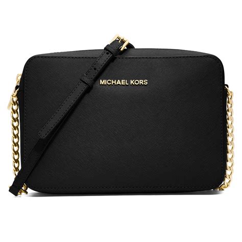 michael michael kors jet set large crossbody bag black|Michael Kors jet set collection.